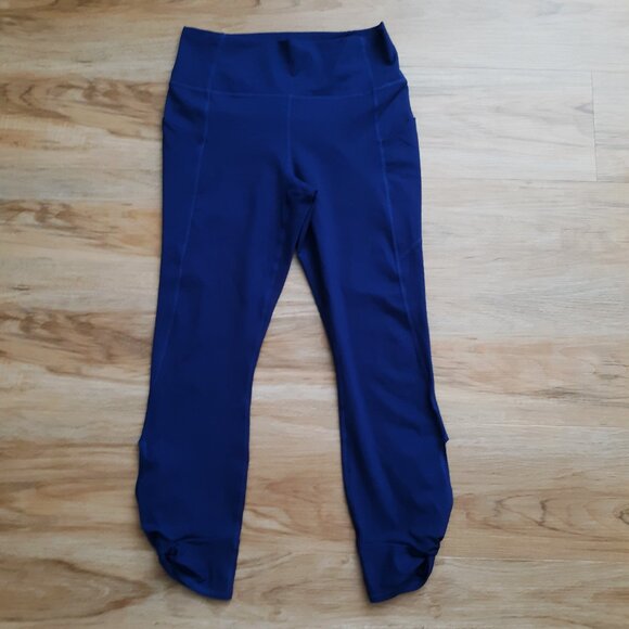 Fabletics Pure Luxe Leggings Pockets Open Twist Ankle Hem Blue Size Small - Picture 1 of 5
